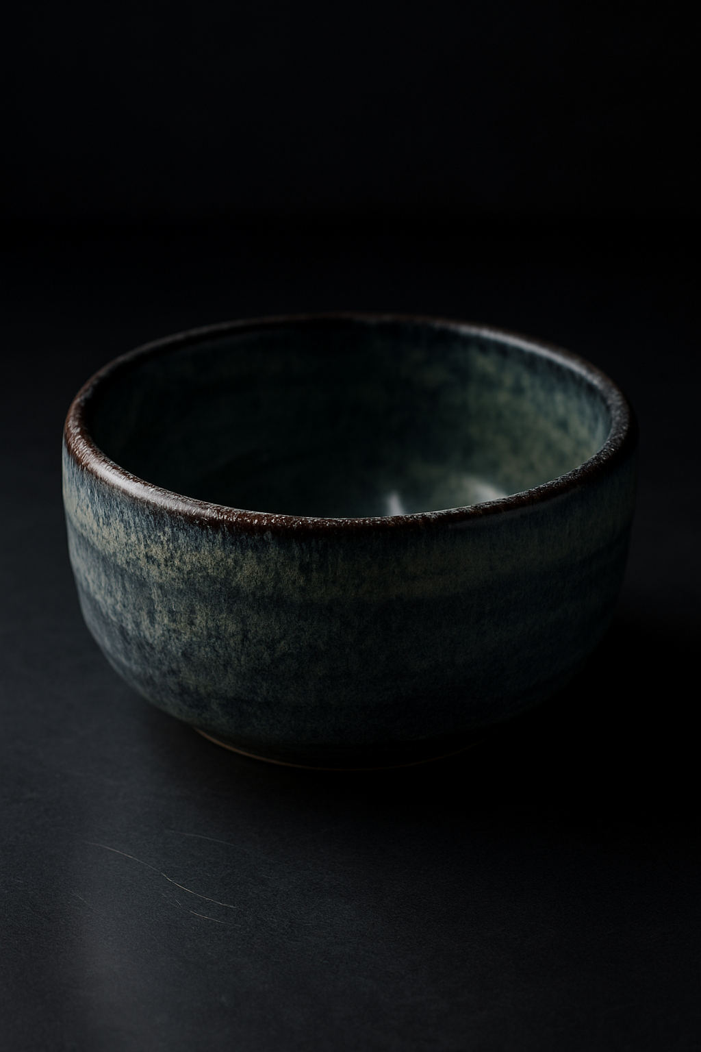 Traditional Mino ware ceramic bowls displaying various glazing techniques including Shino, Oribe, and Seto-guro styles arranged on wooden surface.