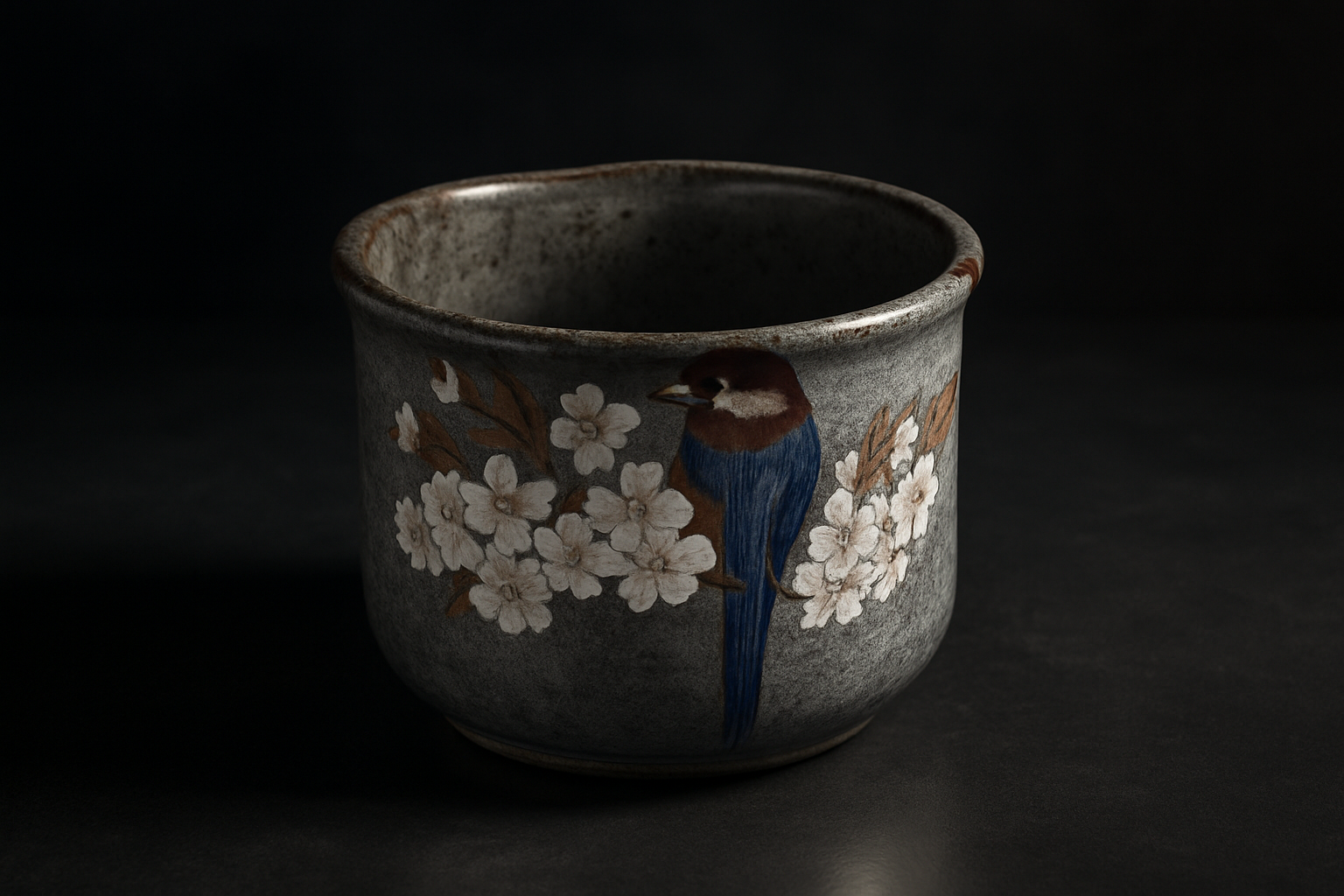 Traditional Tobe ware porcelain bowl with characteristic thick cobalt blue brushstrokes on white glaze from Ehime Prefecture, Japan.
