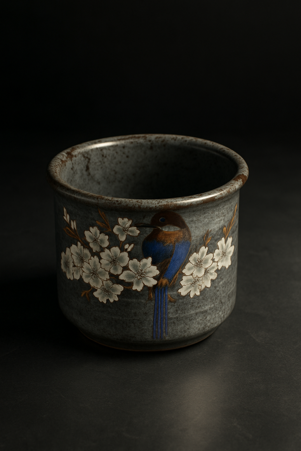 Traditional Tobe ware porcelain bowl with characteristic thick cobalt blue brushstrokes on white glaze from Ehime Prefecture, Japan.