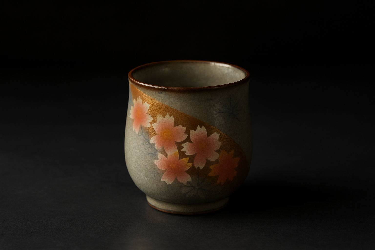 Weathered raku tea bowl with irregular black glaze and finger impressions showing wabi-sabi aesthetic principles of Sen no Rikyu's tea ceremony philosophy.