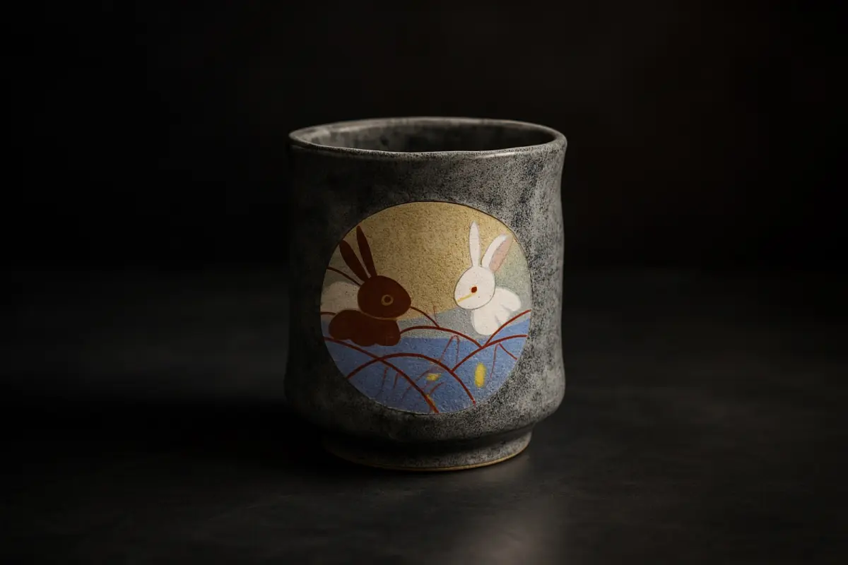 Hand-painted Kyo ware tea bowl featuring delicate cherry blossom motifs and gold accents on white porcelain from Kyoto.